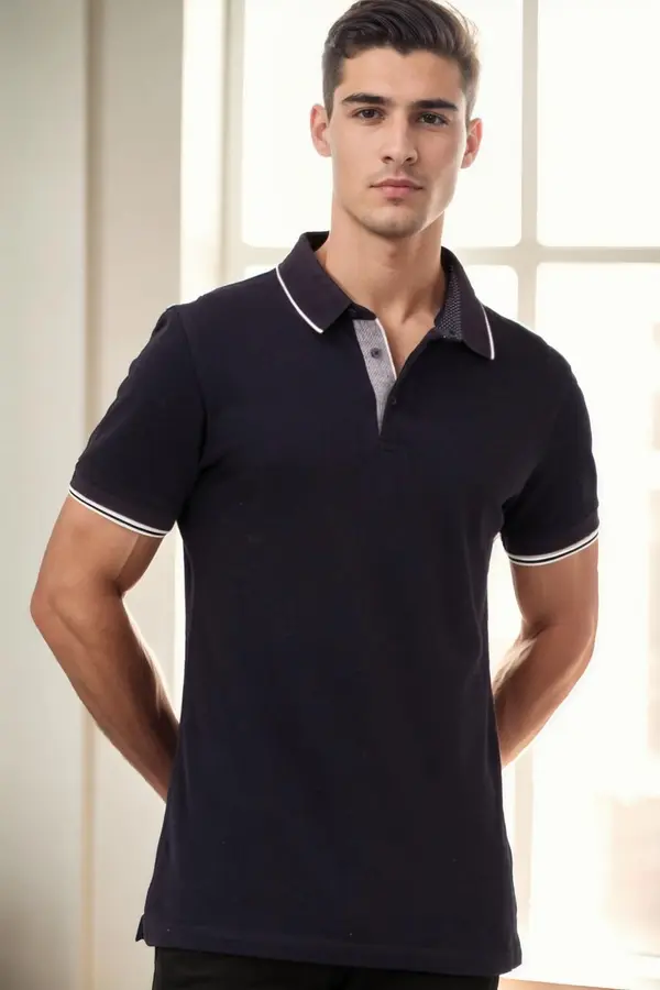 dewberry T9579 DEWBERRY MEN'S T-SHIRT-NAVY BLUE