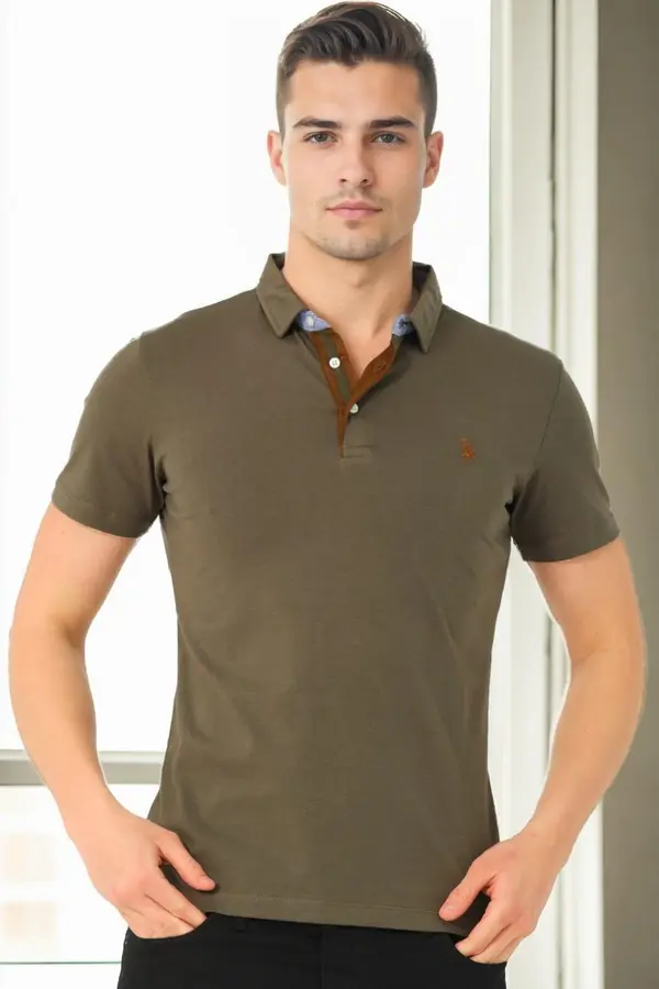 dewberry T9582 DEWBERRY MEN'S T-SHIRT-KHAKI
