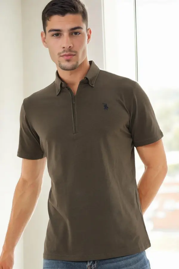 dewberry T9583 DEWBERRY MEN'S T-SHIRT-KHAKI