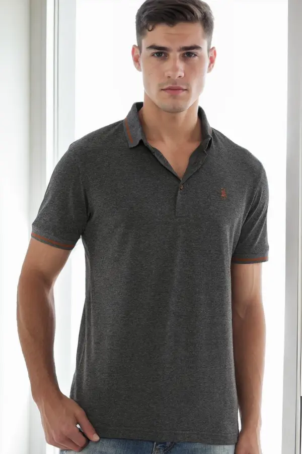 dewberry T9586 DEWBERRY MEN'S POLO NECK T-SHIRT-ANTHRACITE