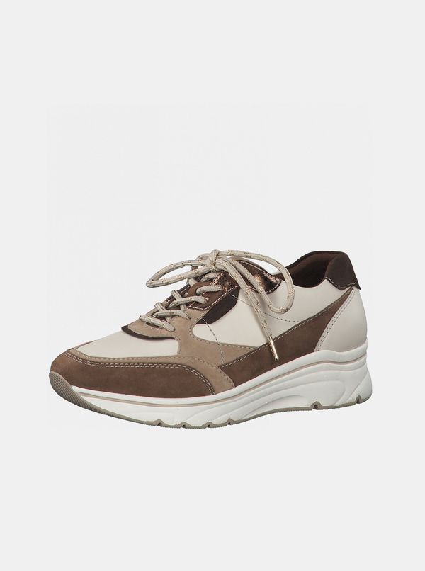 Tamaris Tamaris brown/beige sneakers with leather details - Women's