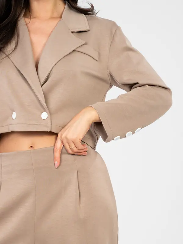 RUE PARIS Temno bež blazer z gumbi