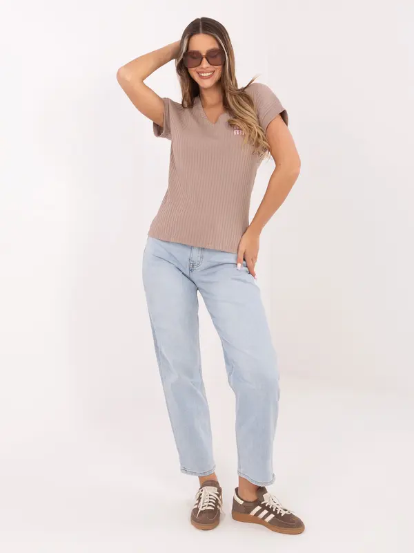 RELEVANCE Temno bež bluza z napisi