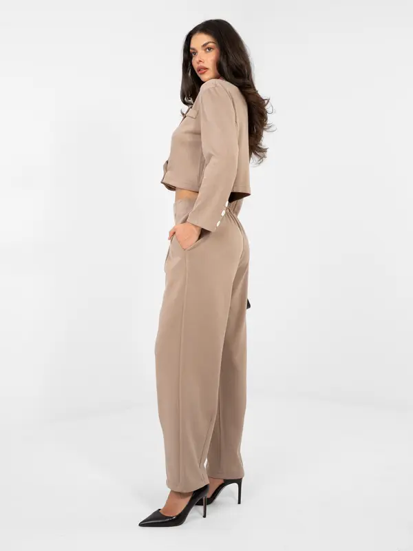 RUE PARIS Temno bež komplet iz mehkega materiala