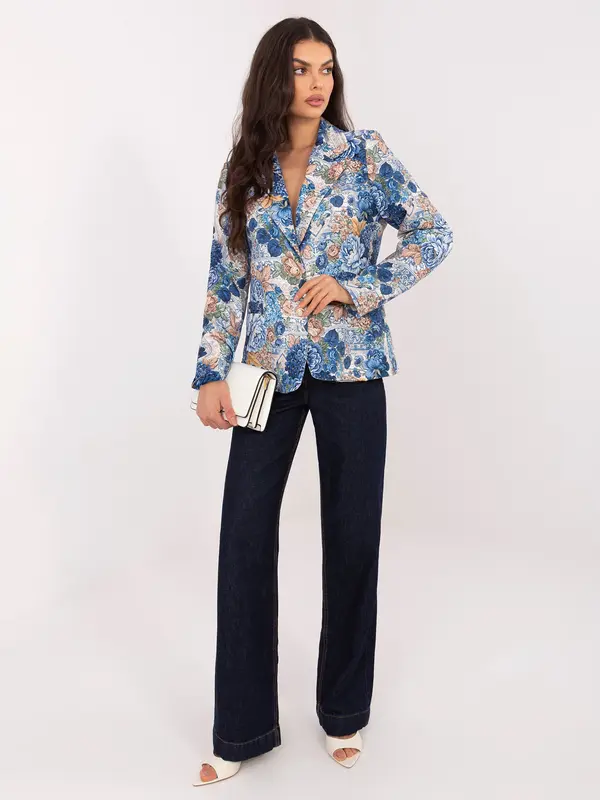 Italy Moda Temno moder blazer s potiskom