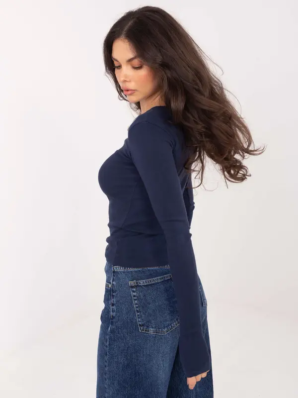 Factory Price Temno modra bluza z dolgimi rokavi
