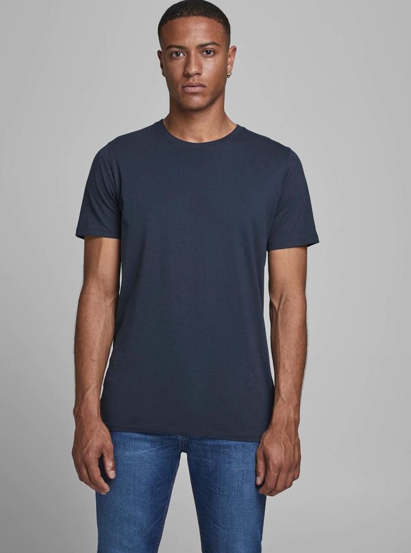 Jack & Jones Temno modra osnovna majica Jack & Jones Organic - moški