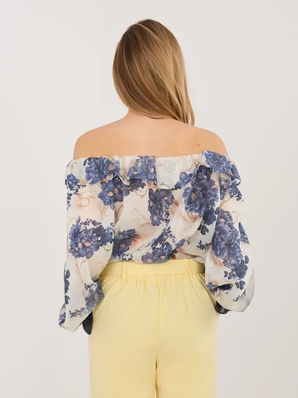 Italy Moda Temno modra vzorčasta bluza