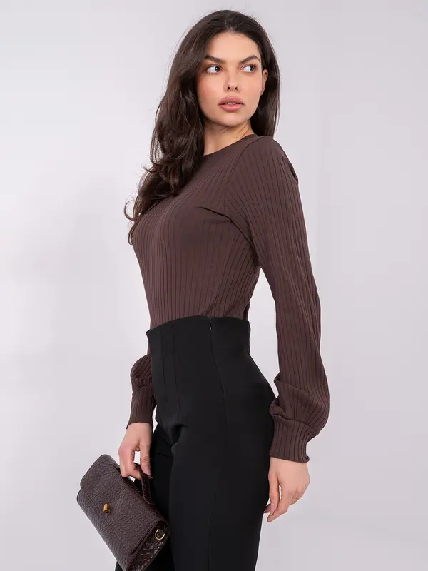 RUE PARIS Temno rjava bluza z dolgimi rokavi