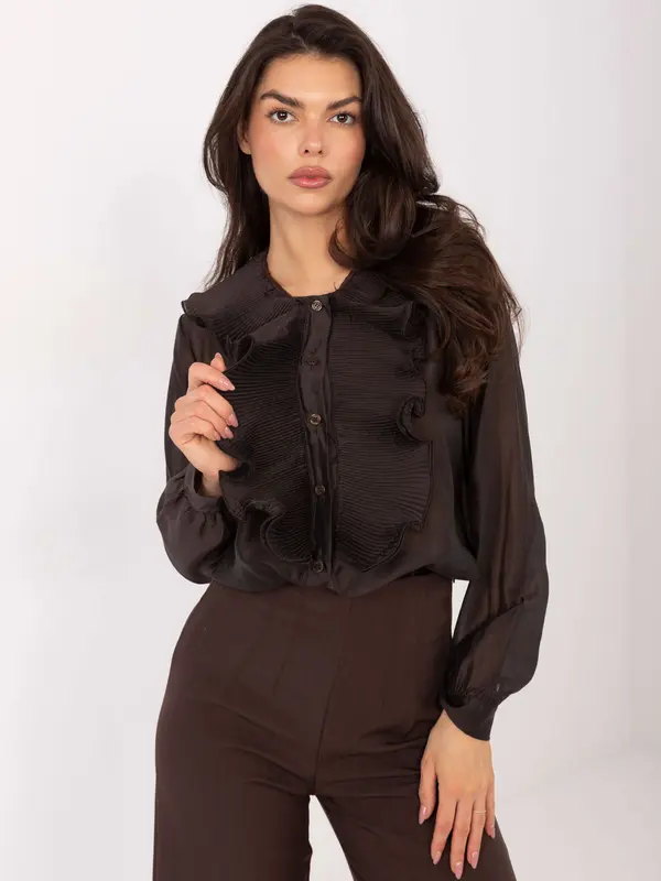 Factory Price Temno rjava bluza z dolgimi rokavi