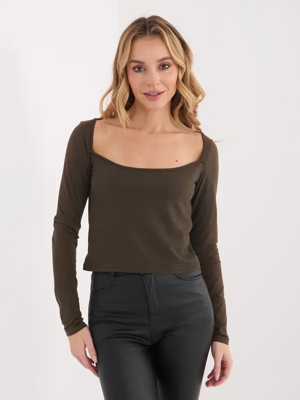 Factory Price Temno rjava bluza z dolgimi rokavi