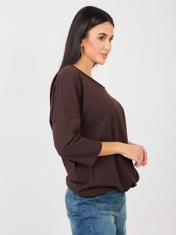 RUE PARIS Temno rjava bluza z ohlapnim krojem