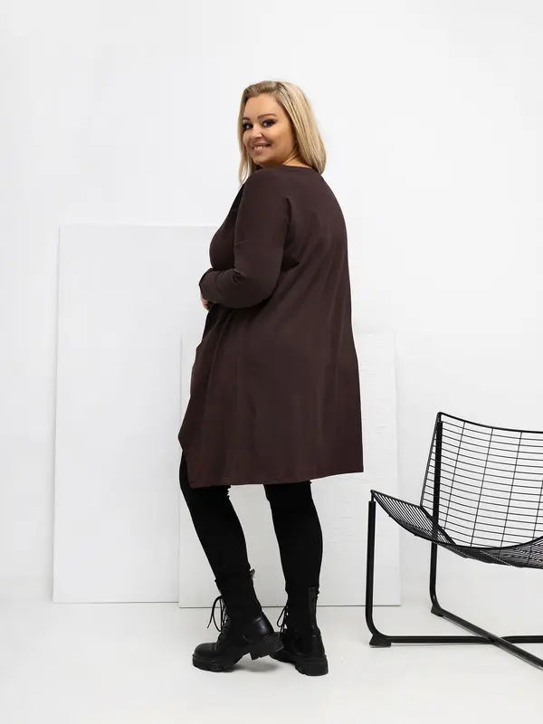 RELEVANCE Temno rjava bluza za večje številke