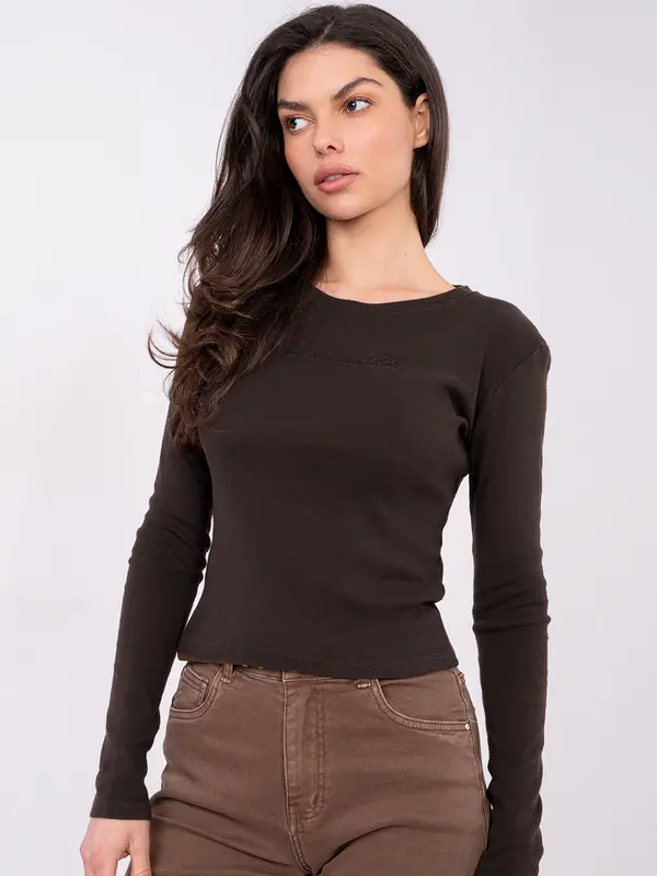 Factory Price Temno rjava enobarvna bluza