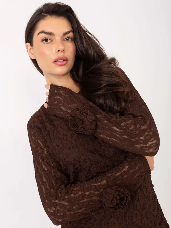 Italy Moda Temno rjava obleka s puloverjem