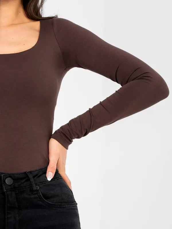 RUE PARIS Temno rjava ženska majica z dolgimi rokavi