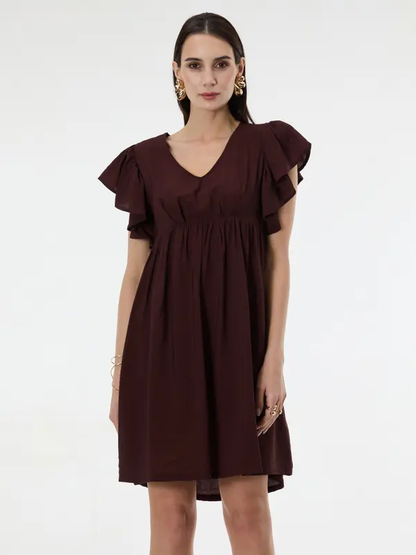 Orsay Temno rjava ženska obleka do kolen ORSAY