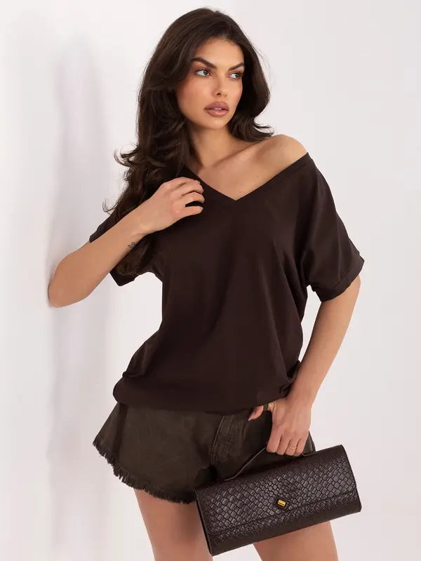 RUE PARIS Temno rjava ženska oversized bluza