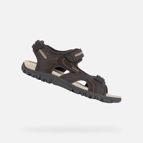 GEOX Temno rjavi moški sandali Geox Uomo Sandal Strada