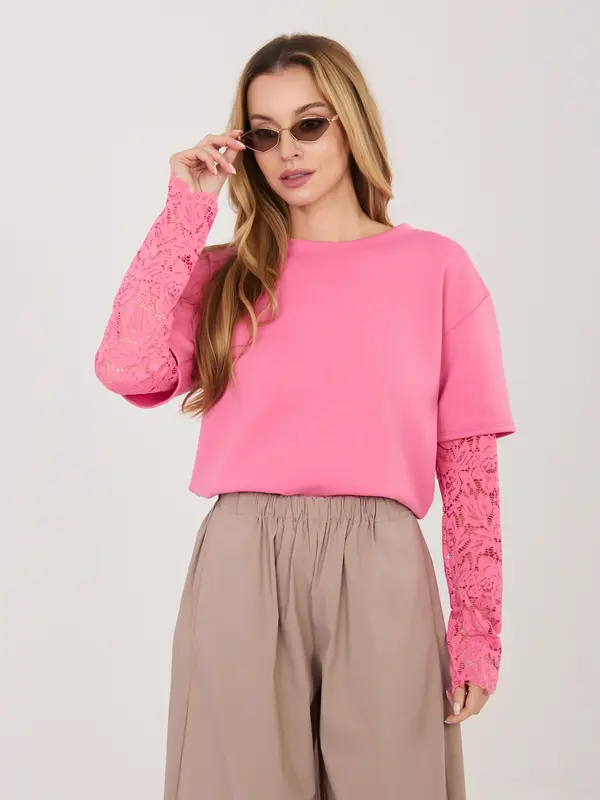 Italy Moda Temno roza ženska bluza z imitacijo majice