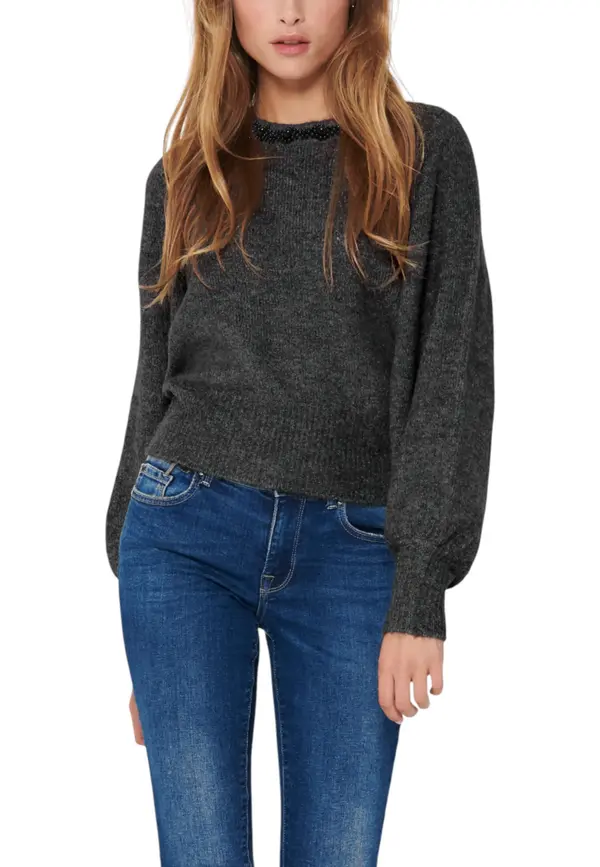 Only Temno siv pulover z dolgimi rokavi