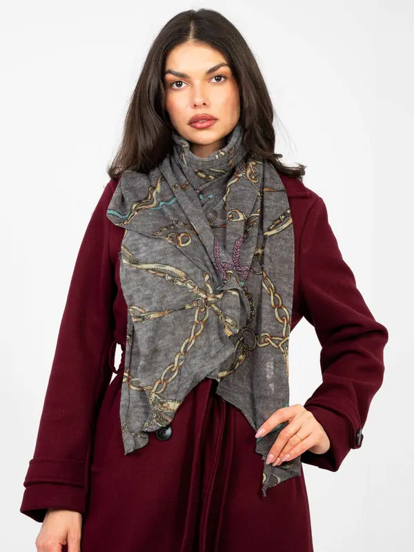 Factory Price Temno siv ženski šal s potiskom