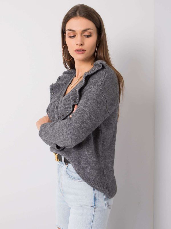 Fashionhunters Temno sivi pulover Madelyn RUE PARIZ