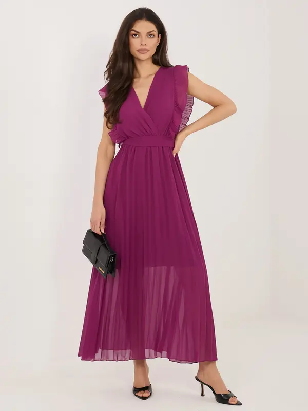 RUE PARIS Temno vijolična poletna obleka