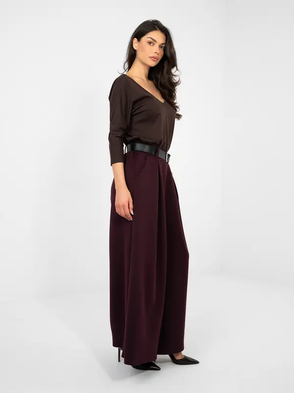 RUE PARIS Temno vijolične hlače Palazzo