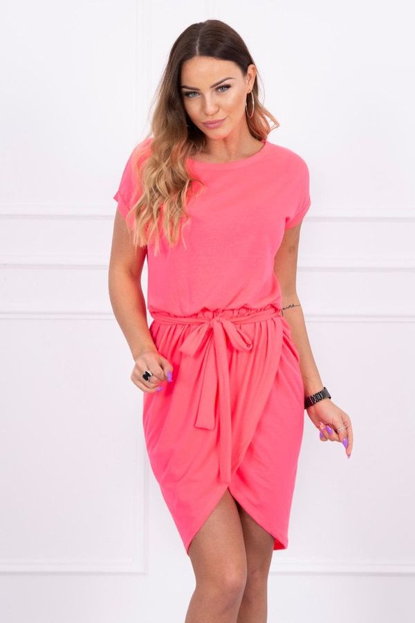 Kesi Tied dress with clutch pink neon bottom