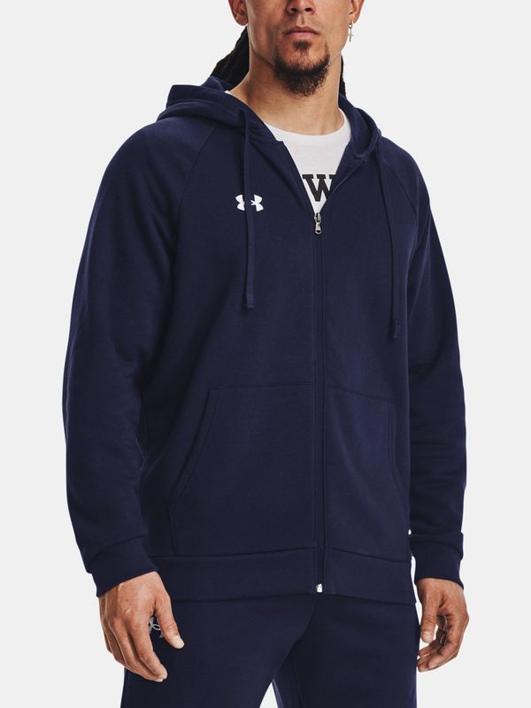 Under Armour Tmavě modrá pánská mkina s kapucí Under Armour UA Rival Fleece FZ Hoodie