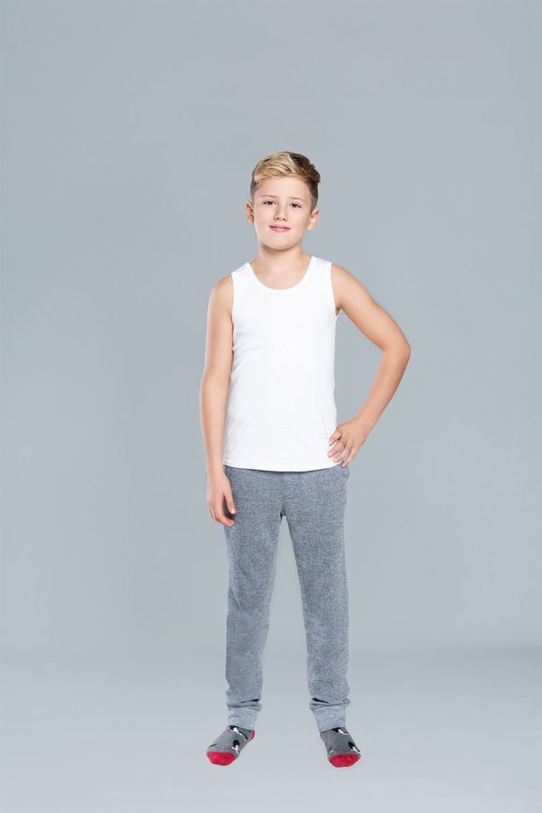 Italian Fashion Tomi Boys' Tank Top with Wide Straps - White