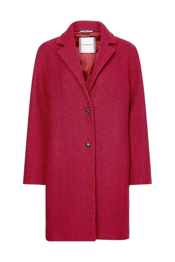 Tommy Hilfiger Tommy Hilfiger Coat - HERRINGBONE SB COAT red