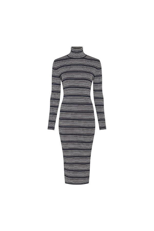 Tommy Hilfiger Tommy Hilfiger Dress - METALLIC HIGH-NK DRESS LS white/black