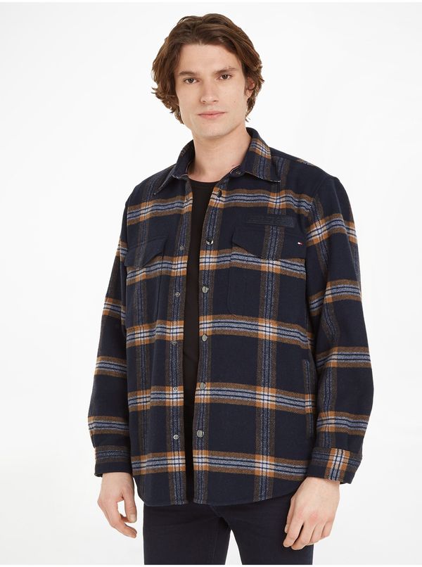 Tommy Hilfiger Tommy Hilfiger Men's Navy Blue Tommy Wool Flannel Outer Shirt - Men's