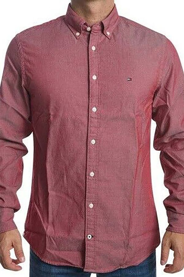 Tommy Hilfiger Tommy Hilfiger Shirt - TWO TONE DOBBY SHIRT red