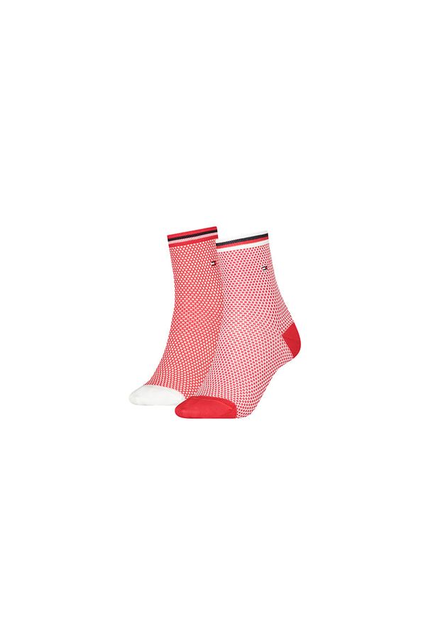 Tommy Hilfiger Tommy Hilfiger Socks - TH WOMEN SHORT SOCK 2P COLLEGIATE HONEYCOMB pink