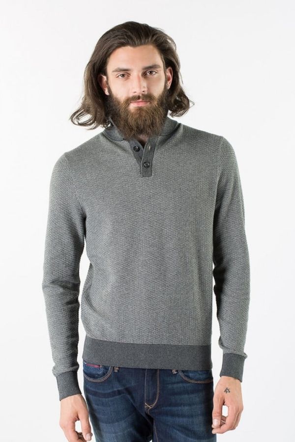 Tommy Hilfiger Tommy Hilfiger Sweater - STRUCTURED 2 COL CTN HTR BTN-MK CF grey