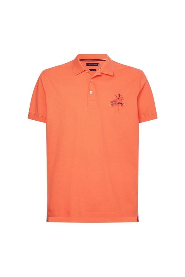 Tommy Hilfiger Tommy Hilfiger T-shirt - PRINTED UNDERCOLLAR REGULAR POLO orange