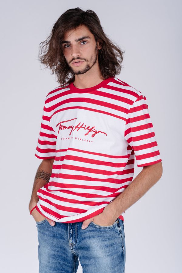 Tommy Hilfiger Tommy Hilfiger T-shirt - SIGNATURE STRIPE RELAXED FIT TEE red