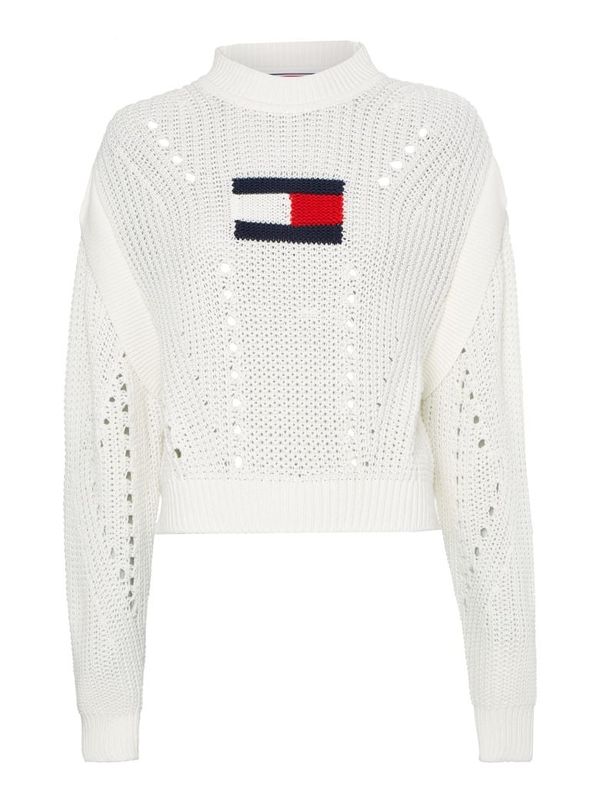 Tommy Hilfiger Tommy Jeans Sweater - TJW OVRSZD FLAG STITCH SWEATER white
