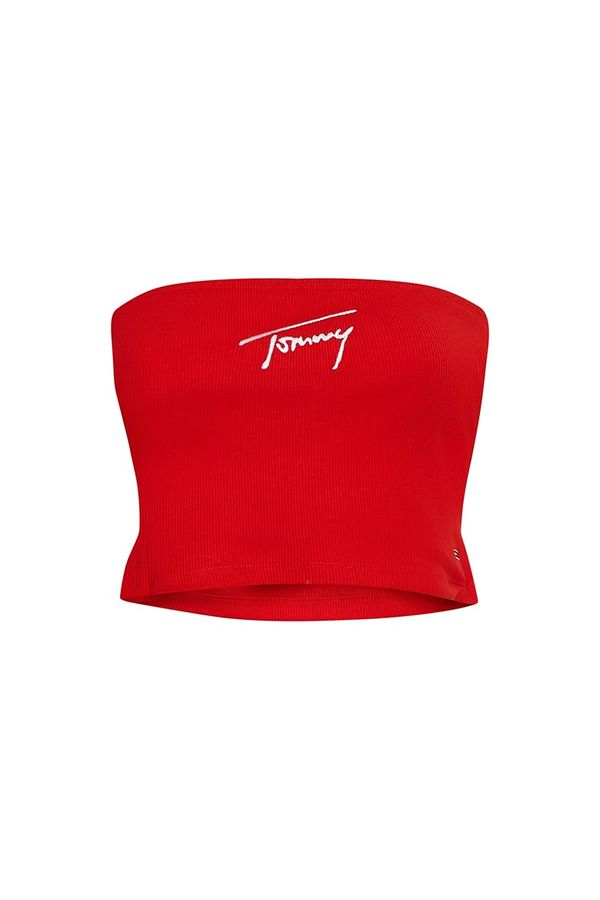 Tommy Hilfiger Tommy Jeans Top - TJW CROP SIGNATURE TUBE TOP red