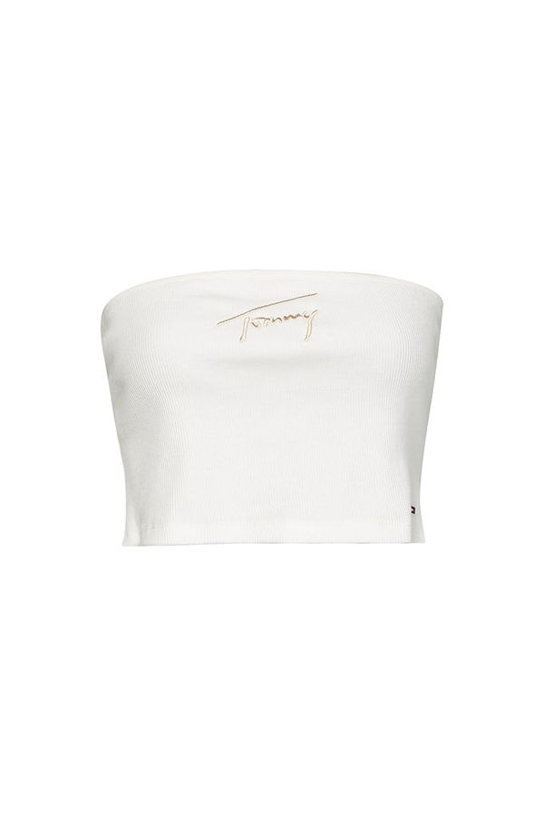 Tommy Hilfiger Tommy Jeans Top - TJW CROP SIGNATURE TUBE TOP white