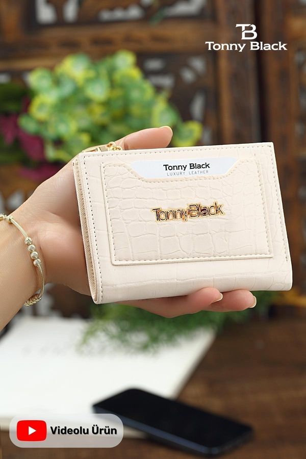 Tonny Black Tonny Black Original Women's Card Holder Coin & Coin Compartment Alligator Croco Model Stylish Mini Wallet with Card Holder
