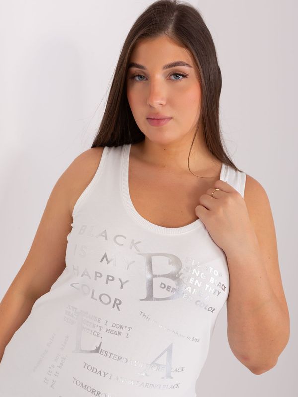 Fashionhunters Top Ecru plus sizes with round neckline