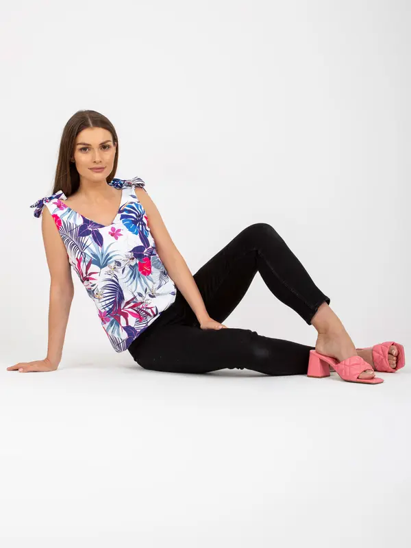 RUE PARIS Top-WN-TP-1482-4.67-white-navy blue