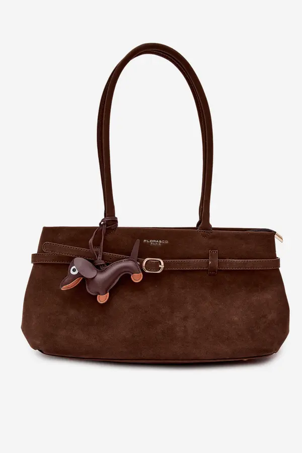FLORA & CO Torbica Flora&amp;Co iz imitacije semiša z obeskom v obliki jazbečarja