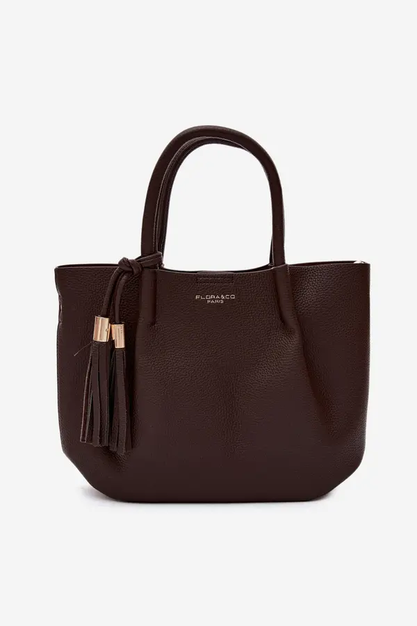 FLORA & CO Torbica iz umetnega usnja Flora&amp;Co v čokoladni barvi