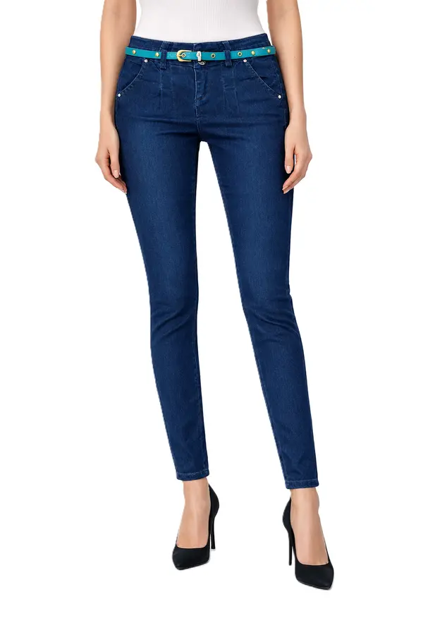 Trang Jeans Trang kavbojke - ženske ozke kavbojke s pasom
