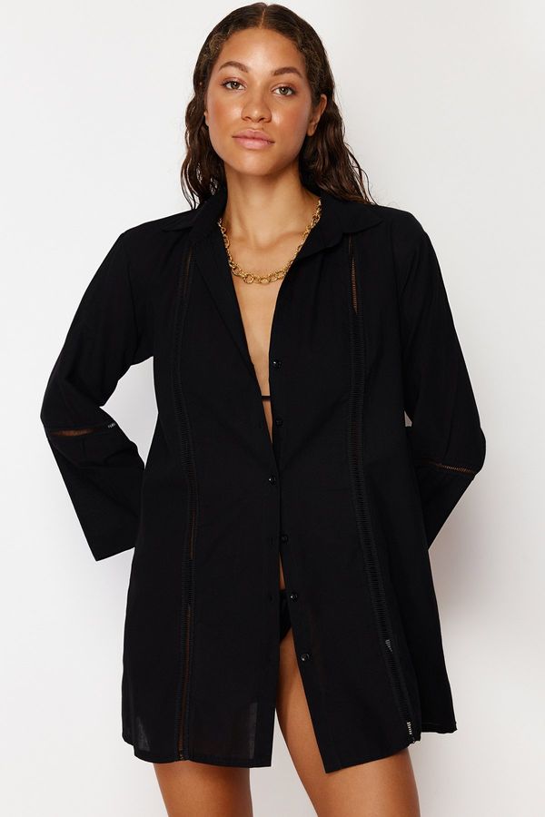 Trendyol Trendyol 100% Cotton Shirt with Black Woven Stripe Accessories